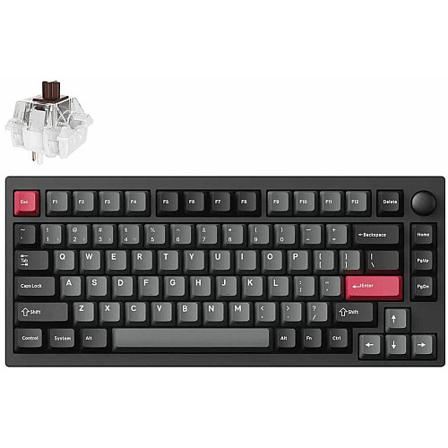 Клавиатура механическая Lemokey P1 Pro 84Key, Keychron Super Brown, WL/BT/USB-A, QMK/VIA, Hot-Swap, EN/UKR, RGB, Knob, Carbon Black