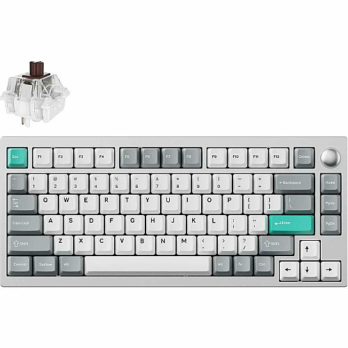 Клавиатура механическая Lemokey P1 Pro 84Key, Keychron Super Brown, WL/BT/USB-A, QMK/VIA, Hot-Swap, EN/UKR, RGB, Knob, Space Silver