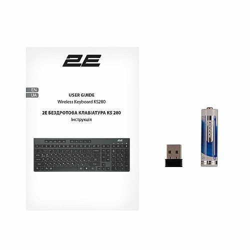 Клавиатура мембранная 2E KS280 120key, WL/BT, EN/UK, silent, черно-серая