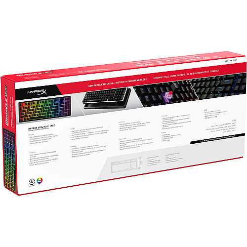 Клавіатура механічна HyperX Alloy Origins 2 1800 103key, Red, USB-A, Hot-Swap, EN/UA, RGB, чорний