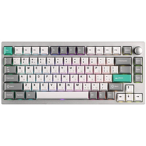 Клавиатура механическая Lemokey P1 Pro 84Key, Keychron Super Banana, WL/BT/USB-A, QMK/VIA, Hot-Swap, EN/UKR, RGB, Knob, Space Silver
