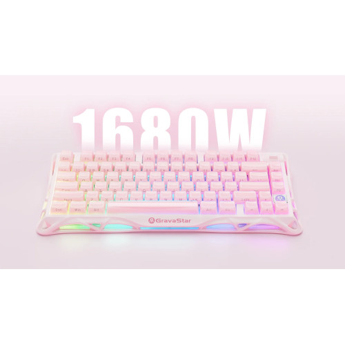 Клавіатура механічна GravaStar Mercury K1 80keys, GravaStar x Kailh Cheery Pink, EN, BT/WL/USB, Sakura Pink