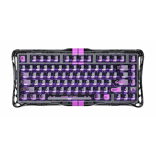 Клавиатура механическая GravaStar Mercury V75 Lite 80keys, Magnetic Blackcore, USB-A, RGB, Transparent Black