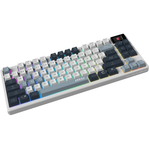 Клавіатура механічна MSI FORGE GK600 TKL W SKY UA 104key, mechanical Linear, USB-A, Wireless, Bluetooth, EN/UKR/RU, RGB, білий