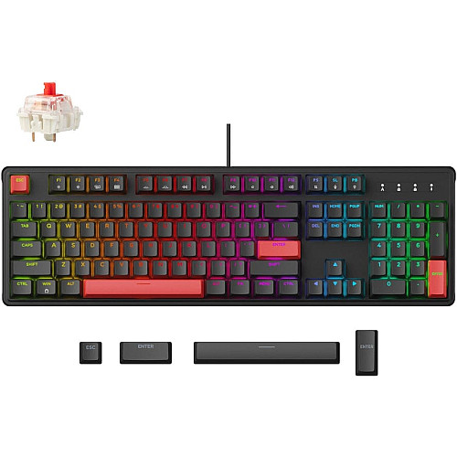 Клавиатура механическая Lemokey X3 104Key, Keychron Red, USB-A, QMK/VIA, Hot-Swap, EN/UKR, RGB, черный