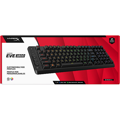 Клавіатура мембранна HyperX Alloy Origins EVE 1800 99key, Red, USB-A, EN/UA, RGB, чорний