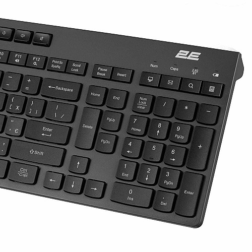 Клавиатура мембранная 2E KS280 120key, WL/BT, EN/UK, silent, черно-серая