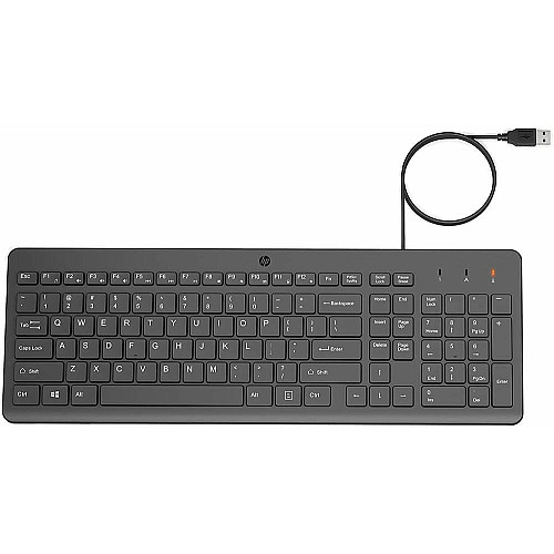 Клавіатура мембранна HP 150, 104key, USB-A, EN/RU, чорний