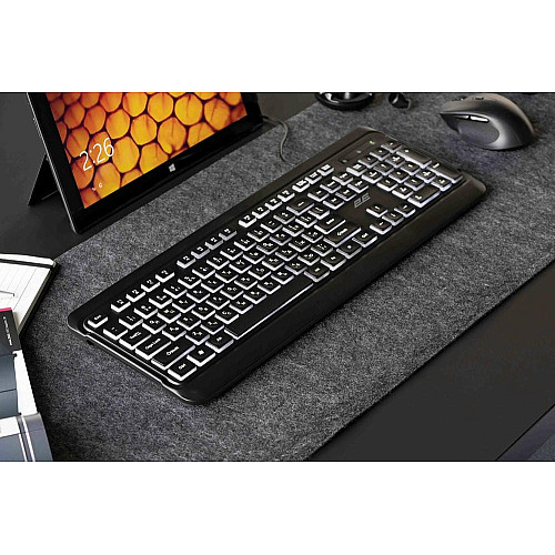 Клавиатура мембранная 2E KS120 104key, USB-A, EN/UK, White LED, черный