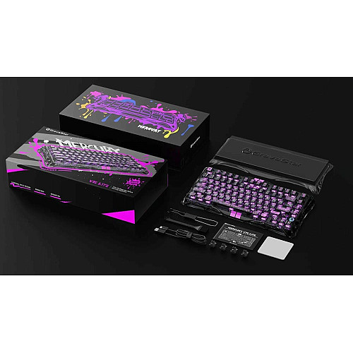 Клавиатура механическая GravaStar Mercury V75 Lite 80keys, Magnetic Blackcore, USB-A, RGB, Transparent Black