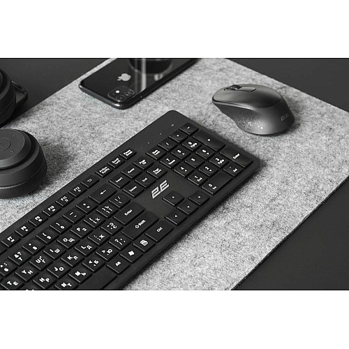 Клавіатура мембранна 2E KS260 106key, WL, EN/UK, чорний
