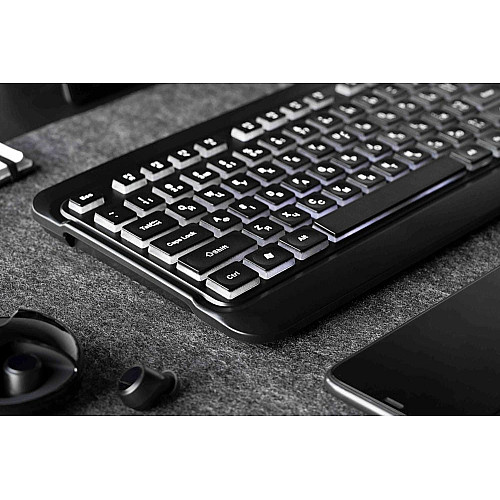 Клавиатура мембранная 2E KS120 104key, USB-A, EN/UK, White LED, черный