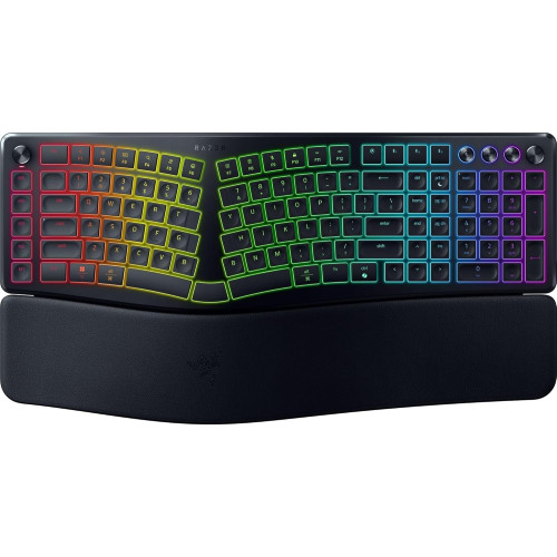 Клавіатура мембранна Razer Pro Type Ergo, 118key, USB-A/WL/BT, EN, RGB, чорний