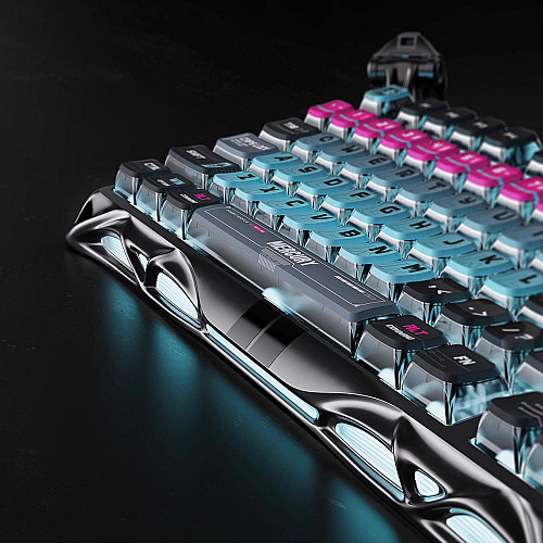 Клавіатура механічна GravaStar Mercury V75 Pro 80keys, Magnetic Jade Gaming, 8K, USB-A, RGB, Cyberpunk