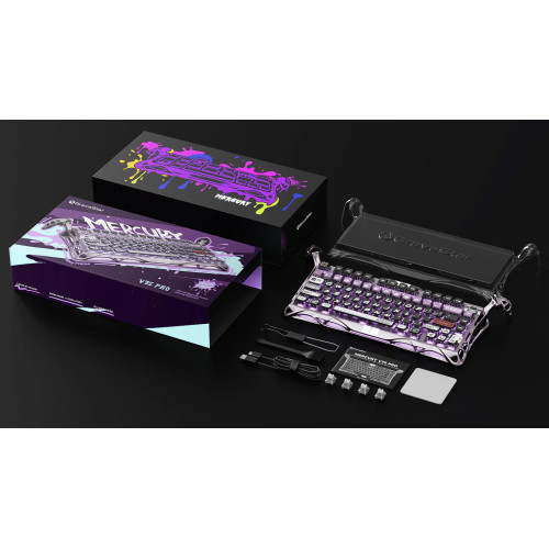 Клавіатура магнітна GravaStar Mercury V75 Pro 80keys, GravaStar x Gateron Jade Gaming, USB-A, 8k, RGB, Iron Purple