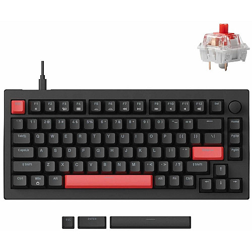 Клавиатура механическая Lemokey X4 84Key, Keychron Red, USB-A, QMK/VIA, Hot-Swap, EN/UKR, RGB, черный