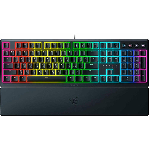 Клавиатура механическая Razer Ornata V3 104key, Mecha-Membrane Switch, USB-A, EN/UK, RGB, черный