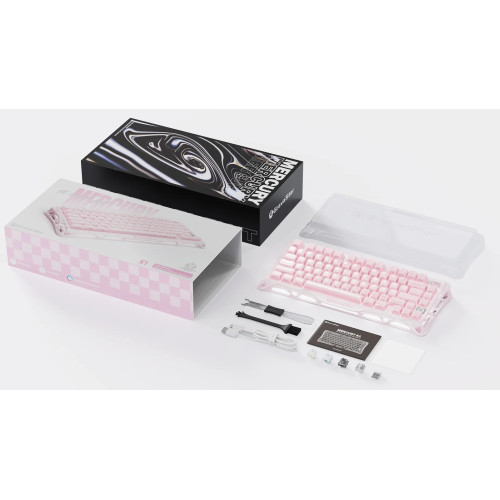 Клавіатура механічна GravaStar Mercury K1 80keys, GravaStar x Kailh Cheery Pink, EN, BT/WL/USB, Sakura Pink