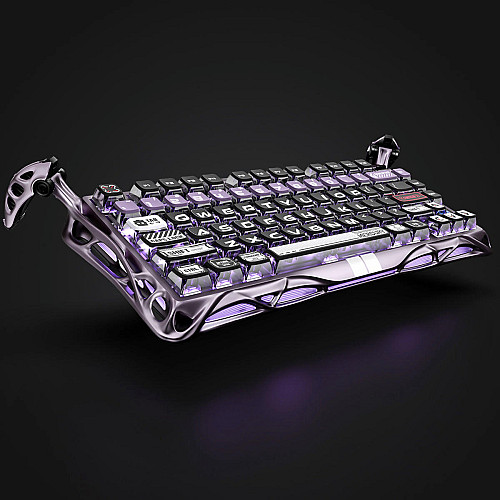 Клавіатура механічна GravaStar Mercury V75 Pro 80keys, Magnetic Jade Gaming, 8K, USB-A, RGB, Iron Purple