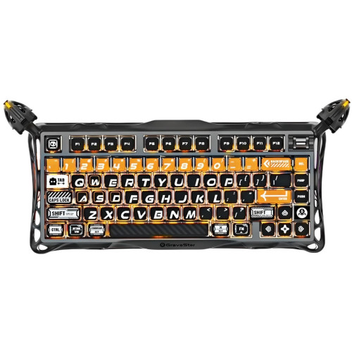 Клавіатура механічна GravaStar Mercury K1 Pro 80keys, GravaStar x Kailh Speedy Mint, BT/WL/USB, RGB, CyberFlare