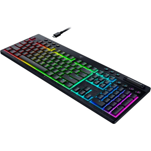 Клавіатура механічна BlackWidow V4 Low-profile HyperSpeed, 104key, Yellow Switch, USB-A/WL/BT, EN, RGB, чорний