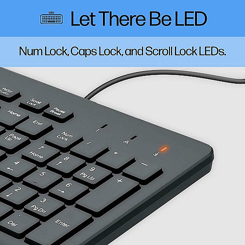 Клавіатура мембранна HP 150, 104key, USB-A, EN/RU, чорний