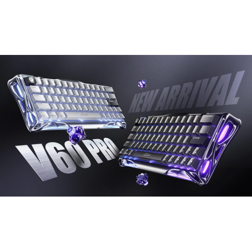Клавіатура магнітна GravaStar Mercury V60 Pro 60keys, GravaStar Blackcore, USB-A, 8k,RGB, GunMetal