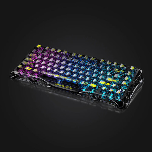Клавіатура механічна GravaStar Mercury K1 Lite 80keys, GravaStar x BSUN Grey, BT/WL/USB, чорний