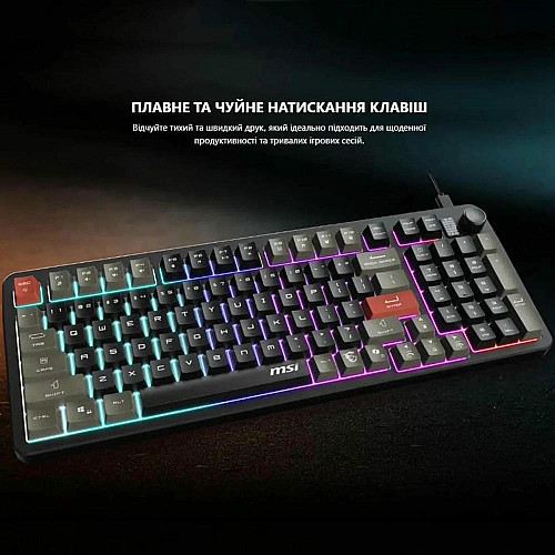 Клавиатура мембранная MSI FORGE GK110 UA 98key, USB-A, EN/UKR/RU, LED, черный
