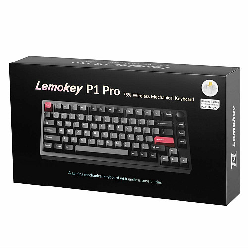 Клавиатура механическая Lemokey P1 Pro 84Key, Keychron Super Banana, WL/BT/USB-A, QMK/VIA, Hot-Swap, EN/UKR, RGB, Knob, Carbon Black