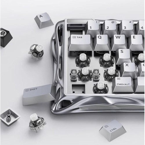 Клавіатура магнітна GravaStar Mercury V60 Pro 60keys, GravaStar Blackcore, USB-A, 8k, RGB, Chrome Silver