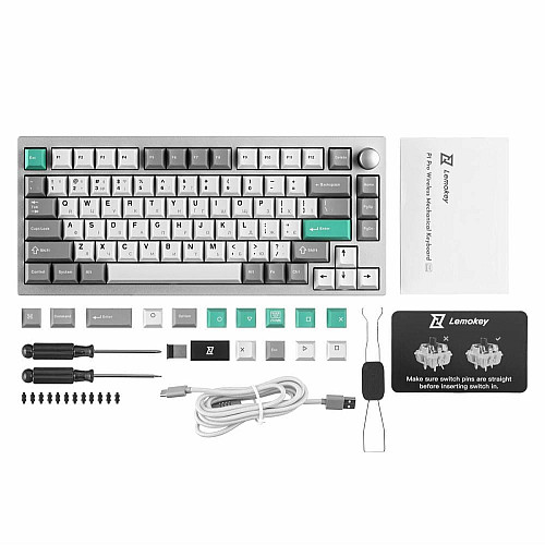 Клавиатура механическая Lemokey P1 Pro 84Key, Keychron Super Banana, WL/BT/USB-A, QMK/VIA, Hot-Swap, EN/UKR, RGB, Knob, Space Silver