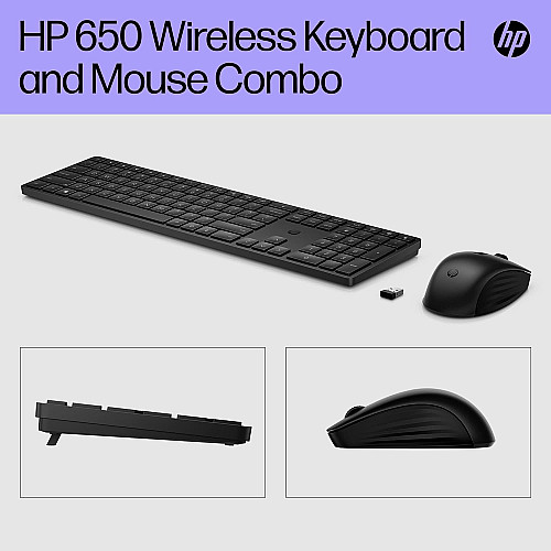 Комплект клавіатура та миша HP 650, WL, EN/UK, чорний