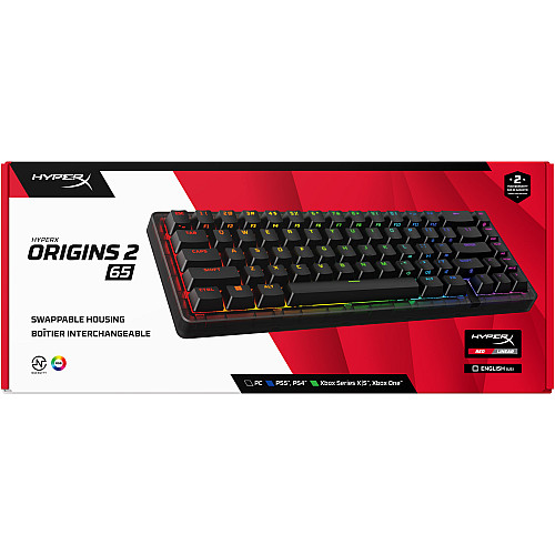 Клавіатура механічна HyperX Alloy Origins 2 65key, Red, USB-A, Hot-Swap, EN/UA, RGB, чорний