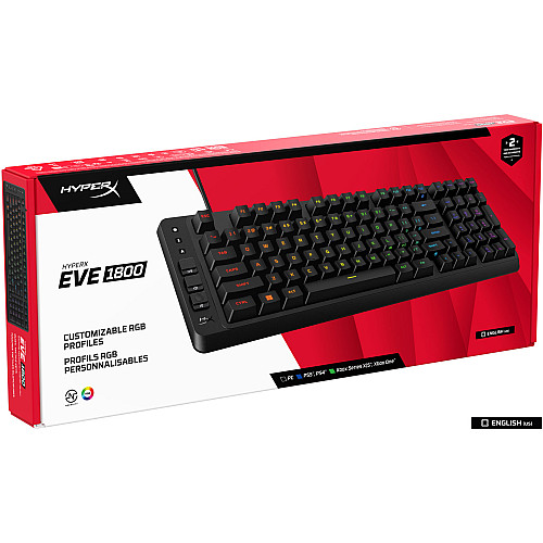 Клавіатура мембранна HyperX Alloy Origins EVE 1800 99key, Red, USB-A, EN/UA, RGB, чорний