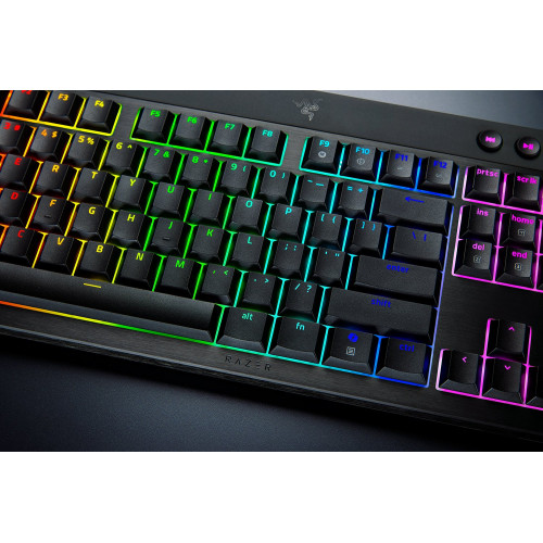 Клавіатура механічна Razer BlackWidow V4 Low-profile HyperSpeed, 104key, Green Switch, USB-A/WL/BT, EN, RGB, чорний