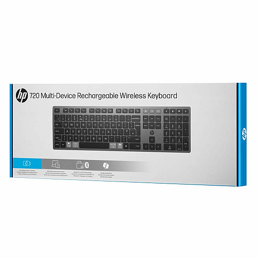Клавиатура мембранная HP 720 Multi-Device Rechargeable, 109key, WL/BT, EN/UK, черный
