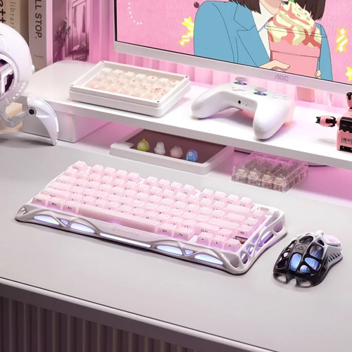 Клавіатура механічна GravaStar Mercury K1 80keys, GravaStar x Kailh Cheery Pink, EN, BT/WL/USB, Sakura Pink