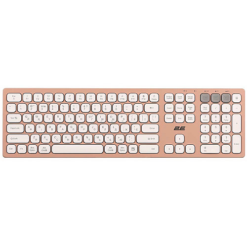 Клавіатура ножнична 2E KS270 109key, WL/BT, EN/UK, рожево-білий