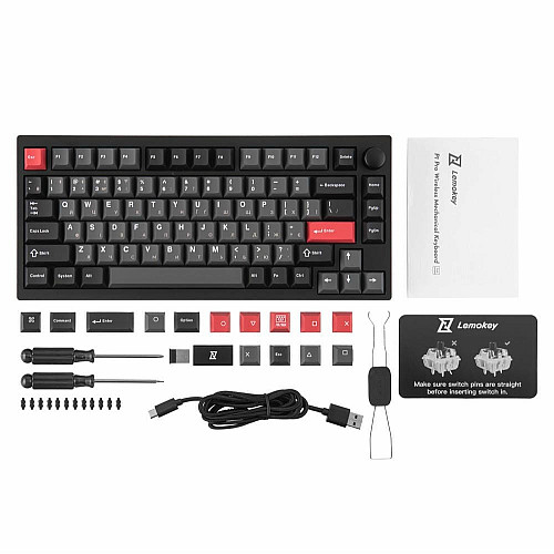 Клавиатура механическая Lemokey P1 Pro 84Key, Keychron Super Banana, WL/BT/USB-A, QMK/VIA, Hot-Swap, EN/UKR, RGB, Knob, Carbon Black
