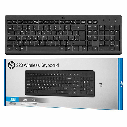 Клавіатура мембранна HP 220, 104key, WL, EN/UK, чорний