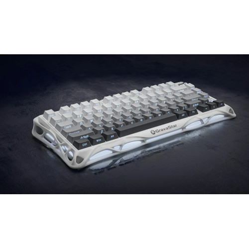 Клавіатура механічна GravaStar Mercury K1 80keys, GravaStar x Kailh Cheery Pink, EN, BT/WL/USB, білий