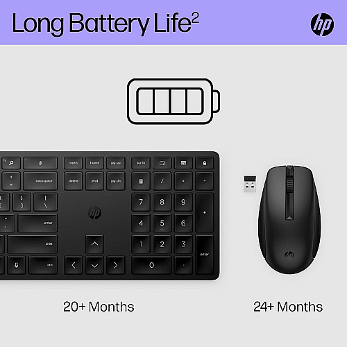 Комплект клавіатура та миша HP 650, WL, EN/UK, чорний