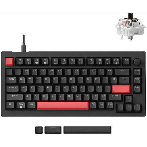 Клавиатура механическая Lemokey X4 84Key, Keychron Brown, USB-A, QMK/VIA, Hot-Swap, EN/UKR, RGB, черный