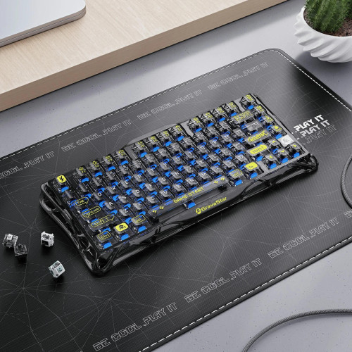 Клавіатура механічна GravaStar Mercury K1 Lite 80keys, GravaStar x BSUN Grey, BT/WL/USB, чорний