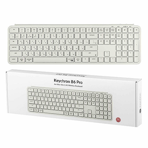 Клавіатура мембрана Keychron B6 Pro, USB/WL/BT, ivory white