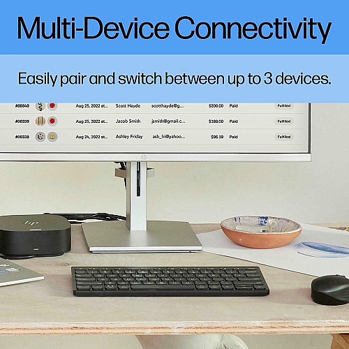 Клавіатура мембранна HP 350 Compact Multi-Device, 78key, BT, EN/UK, чорний