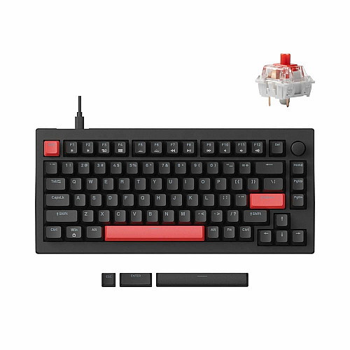 Клавиатура механическая Lemokey X4 84Key, Keychron Red, USB-A, QMK/VIA, Hot-Swap, EN/UKR, RGB, черный