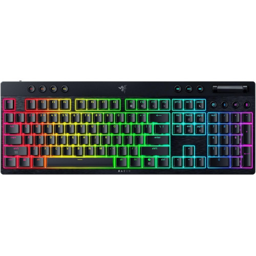 Клавіатура механічна BlackWidow V4 Low-profile HyperSpeed, 104key, Yellow Switch, USB-A/WL/BT, EN, RGB, чорний