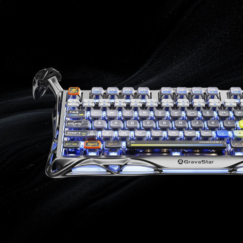 Клавіатура механічна GravaStar Mercury K1 Pro 80keys, GravaStar x Kailh Speedy Mint, BT/WL/USB, RGB, Interstellar Silver